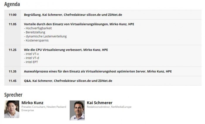Webinar-Agenda Virtualisierung (Bild: ZDNet.de)