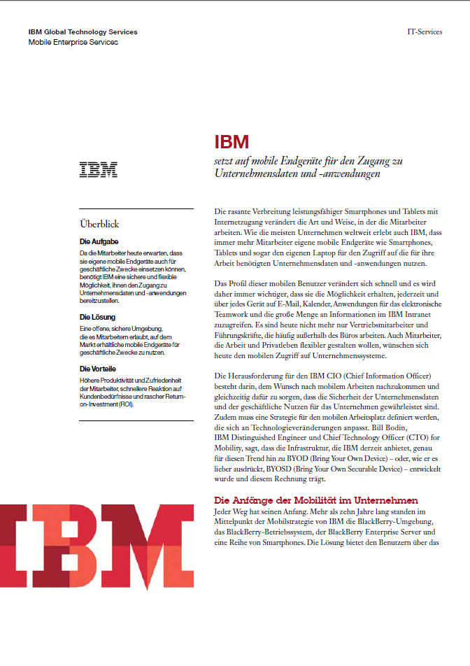IBM  setzt auf mobile Endgeräte für den Zugang zu  Unternehmensdaten und -anwendungen