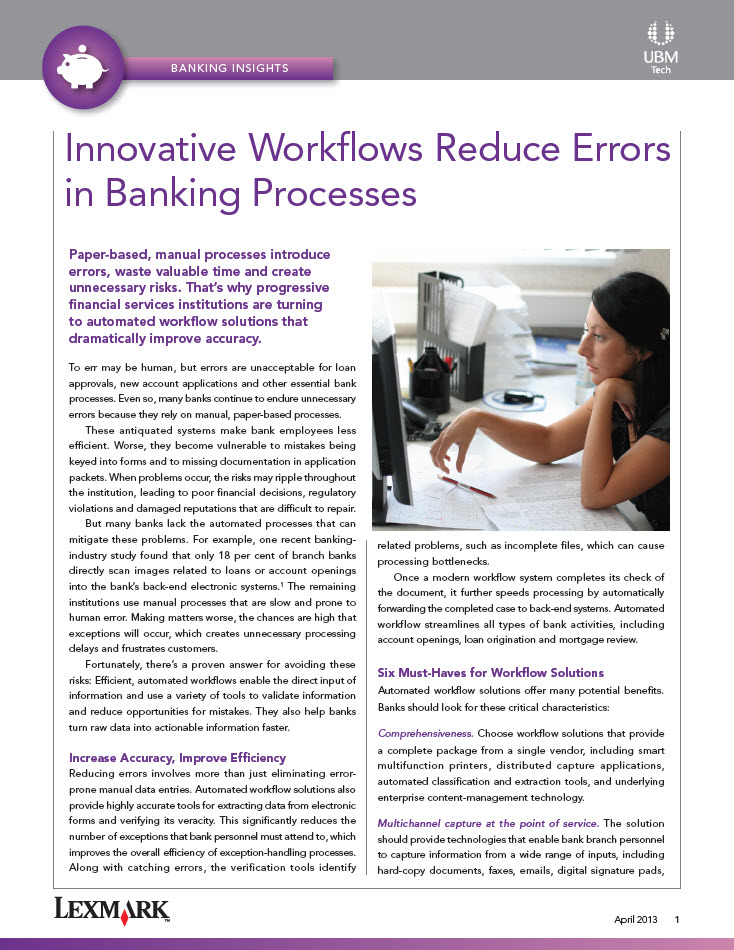 Innovative Workflows Reduce Errors in Banking Processes