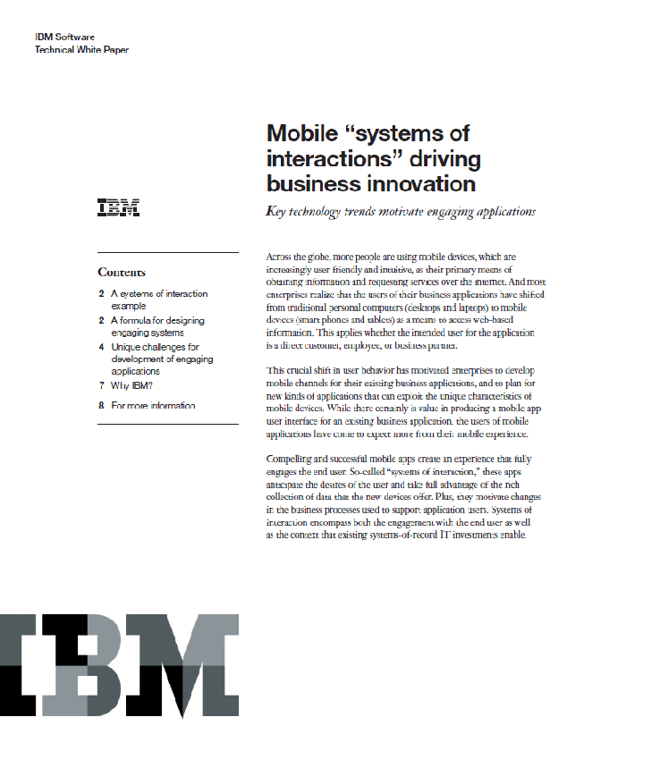 Mobile systems of interactions driving business innovation