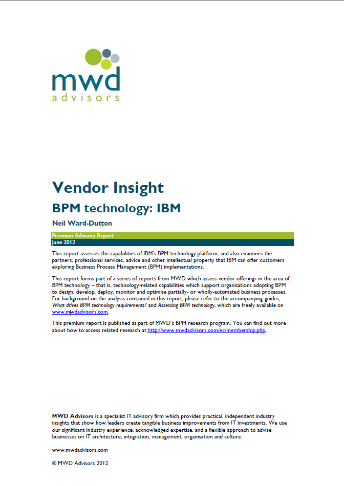 Vendor Insight BPM technology: IBM