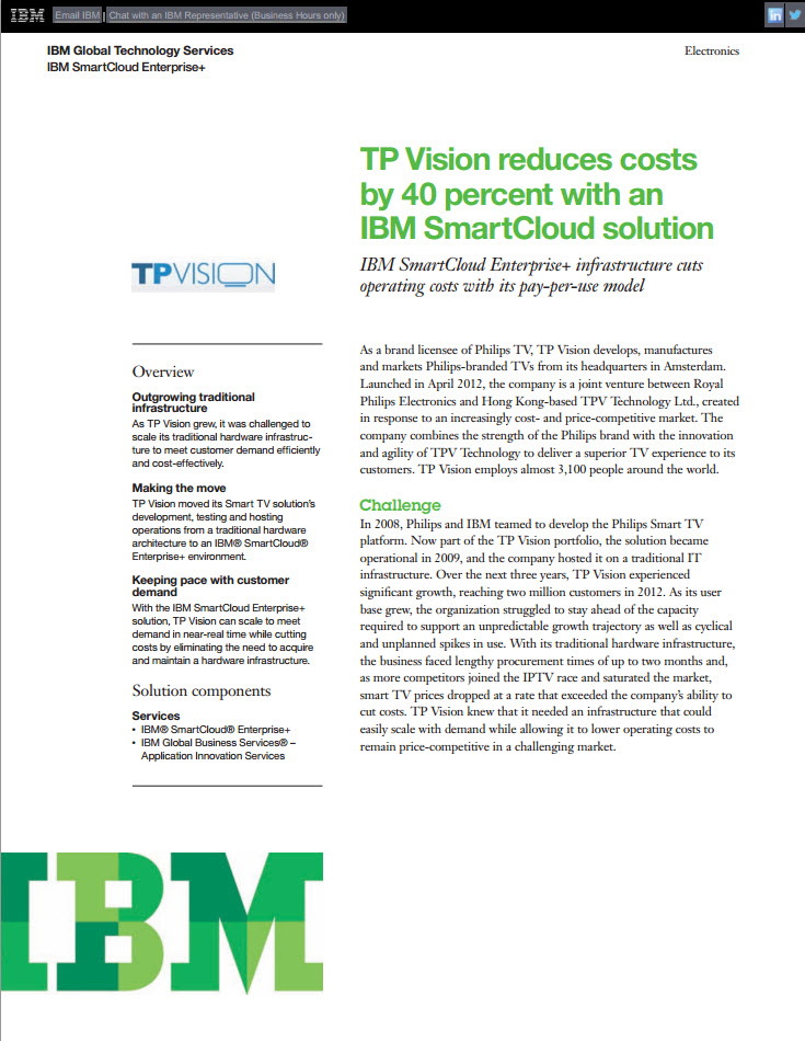 TP Vision reduces costs by 40% with IBM SmartCloud