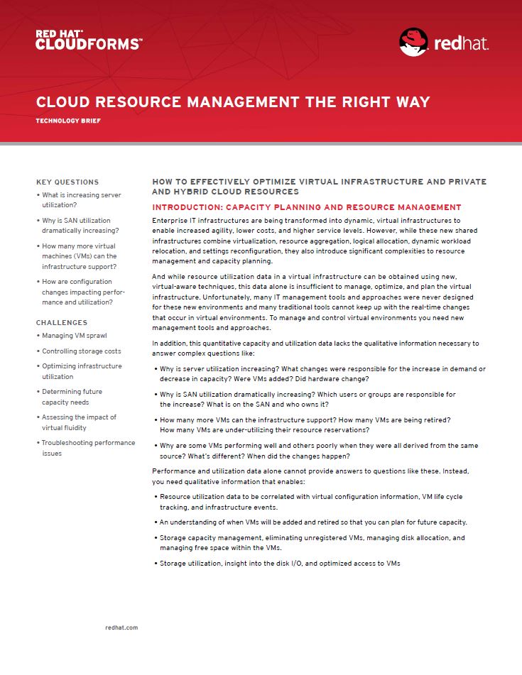 Cloud resource management the right way: How to effectively optimize virtual infrastructure and private and hybrid cloud resources