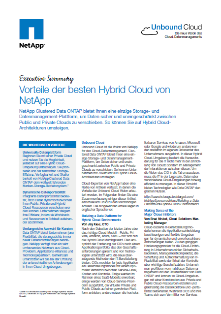 Vorteile der besten Hybrid Cloud von NetApp