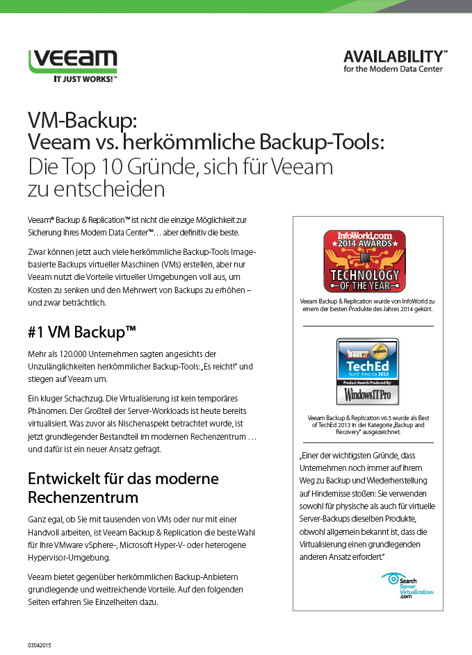VM-Backup: Veeam vs. herkömmliche Backup-Tools