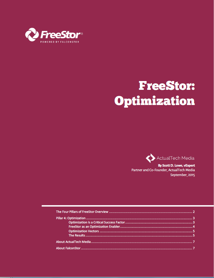FreeStor: Optimization