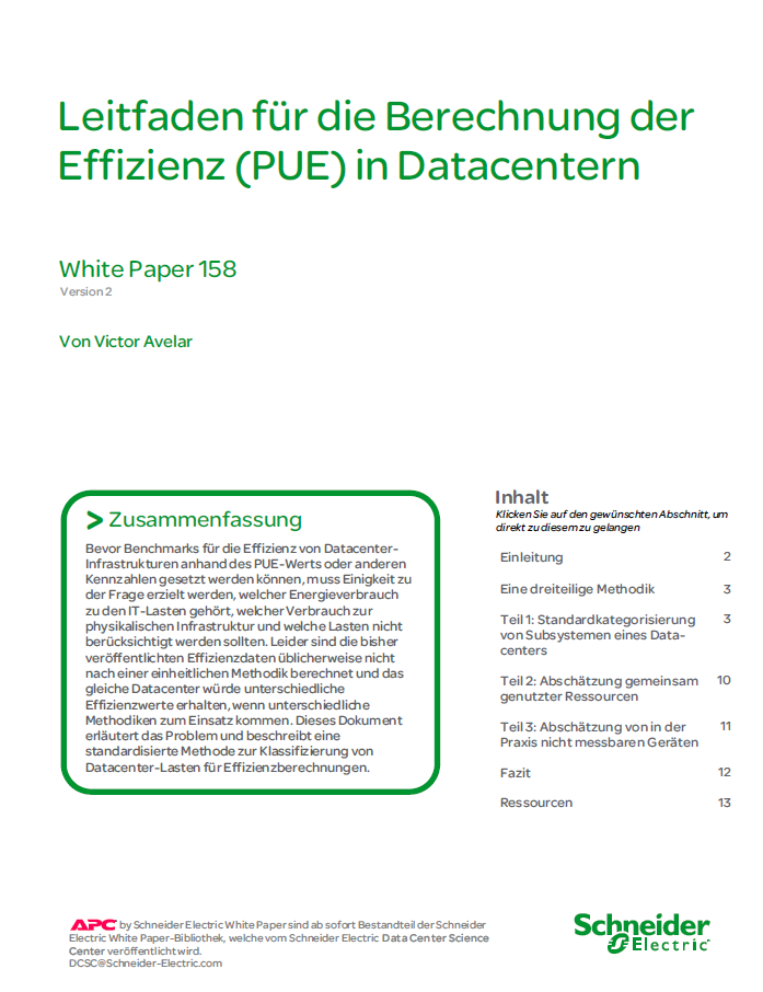 Leitfaden für die Berechnung der Effizienz (PUE) in Datacentern