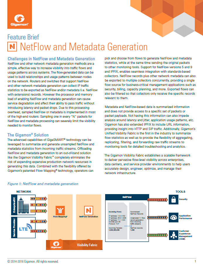 NetFlow and Metadata Generation