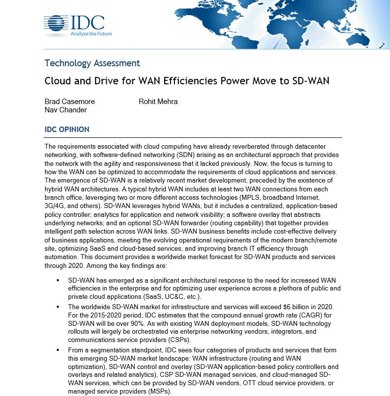 Cloud and Drive for WAN Efficiencies Power Move to SD-WAN